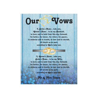 Blue Hydrangea Wedding Vows on Canvas