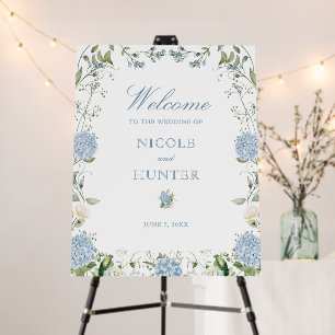 Blue Hydrangea Wedding Welcome Sign Foam Boards