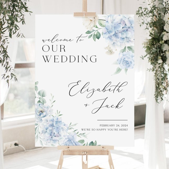 Blue Hydrangea Wedding Welcome Sign Printed, Blue  (Creator Uploaded)