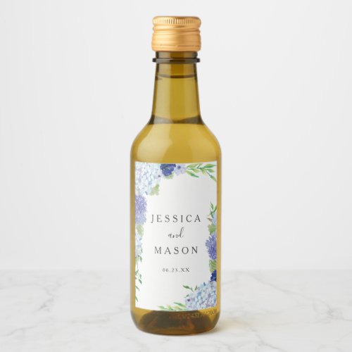 Blue Hydrangea Wedding Wine Labels