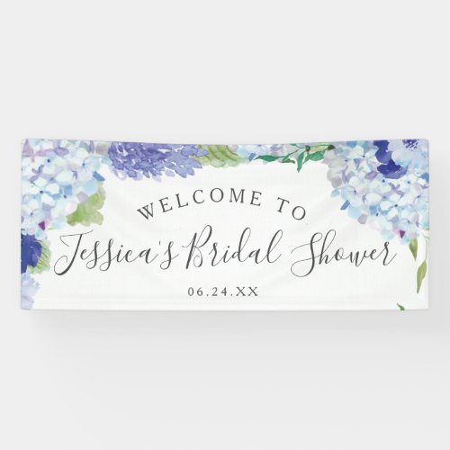 Blue Hydrangea Welcome Bridal Shower Banner