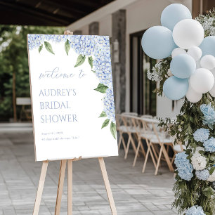 Blue Hydrangea Welcome Sign, Flower Border Foam Board