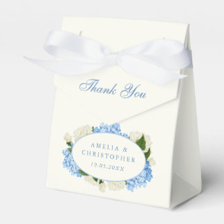 Blue Hydrangea White Rose Classic Wedding Favor Boxes
