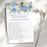 Blue Hydrangea Who Knows Bride Best Shower Game