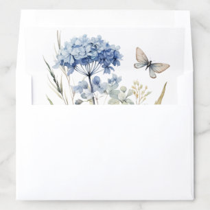 Blue Hydrangea Wildflower Wedding Envelope Liner