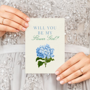 Blue Hydrangea Will You Be My Flower Girl Card