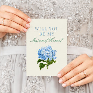 Blue Hydrangea Will You Be My Maid of Honor Card