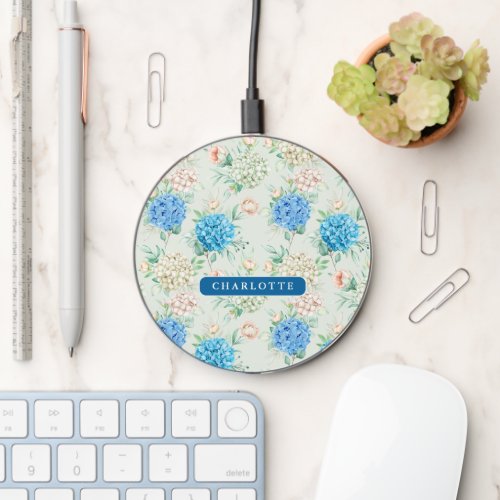 blue Hydrangea Wireless Charger