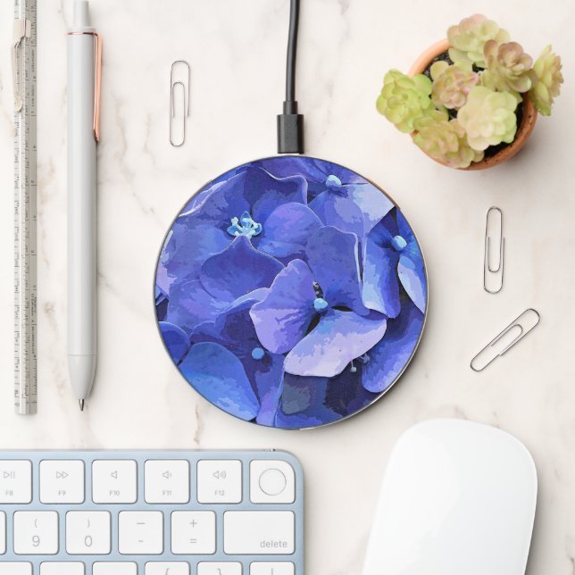 BLUE HYDRANGEA  WIRELESS CHARGER  (Desk)