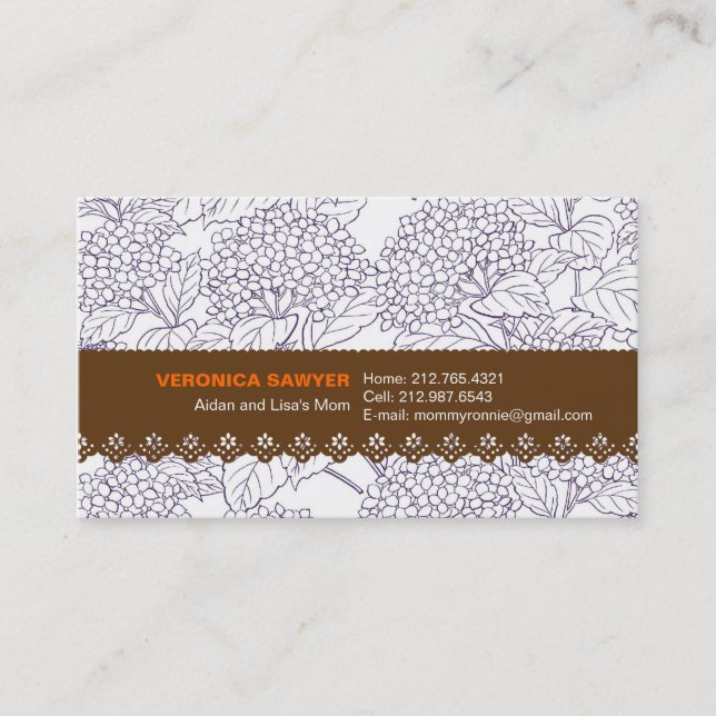 Blue Hydrangea with Lace Profile / Mommy Card (Front)