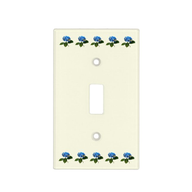 Blue Hydrangea With Leaves Light Switch Cover (Front)