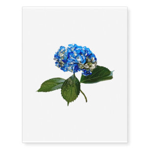 Blue Hydrangea With Leaves Temporary Tattoos
