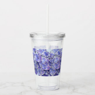 Blue Hydrangea with White Border Acrylic Tumbler