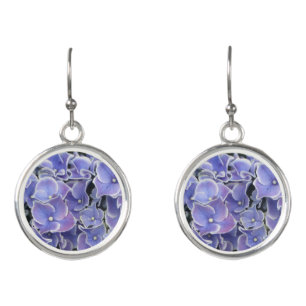 Blue Hydrangea with White Border Earrings
