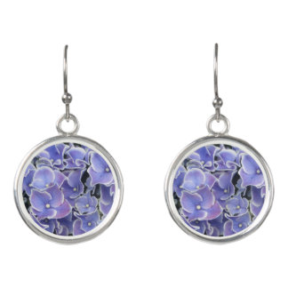 Blue Hydrangea with White Border Earrings