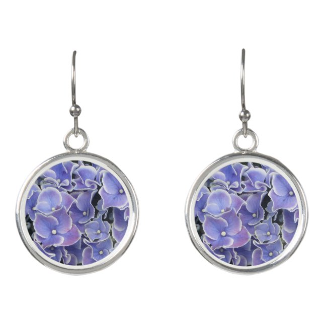 Blue Hydrangea with White Border Earrings (Front)
