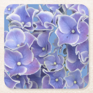 Blue Hydrangea with White Border Paper Coaster