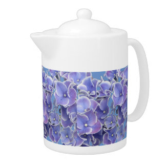 Blue Hydrangea with White Border Pattern Teapot