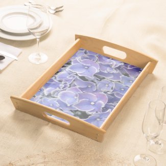 Blue Hydrangea with white border Serving Tray Nat.