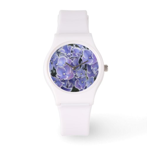 Blue Hydrangea with white border sporty watch