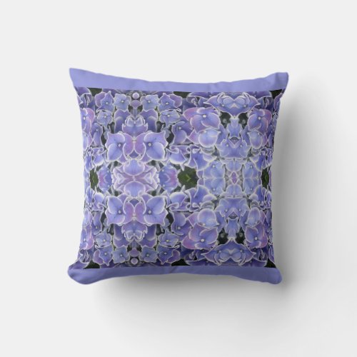 Blue Hydrangea with White Border Throw Pillow