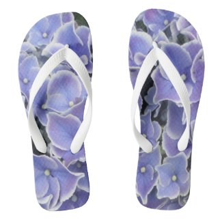 Blue Hydrangea with white border Women Flip Flops