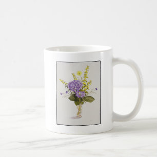Blue Hydrangea with Yellow Loosestrife Coffee Mug