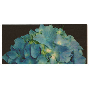 Blue Hydrangea Wood Flash Drive