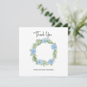 Blue Hydrangea Wreath Thank You Card