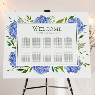 Blue Hydrangeas 10 Table Seating Chart Foam Board