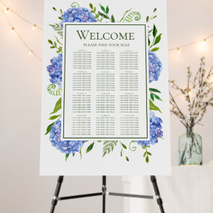Blue Hydrangeas 12 Table Seating Chart Foam Board