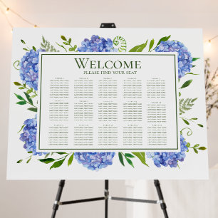 Blue Hydrangeas 15 Table Seating Chart Foam Board