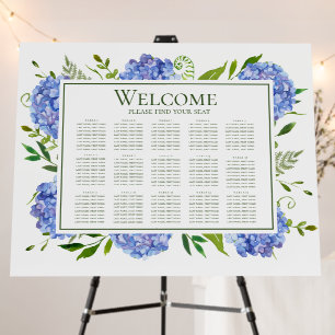 Blue Hydrangeas 15 Table Seating Chart Foam Board