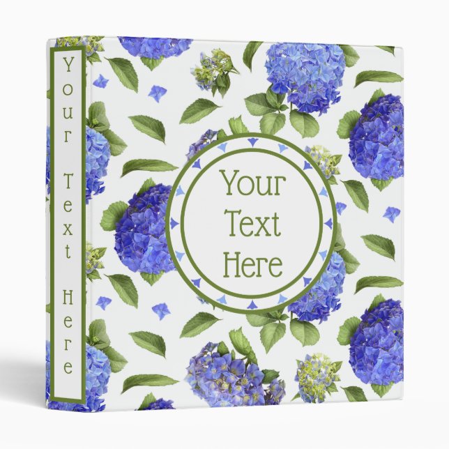 Blue Hydrangeas 3 Ring Binder (Front/Spine)