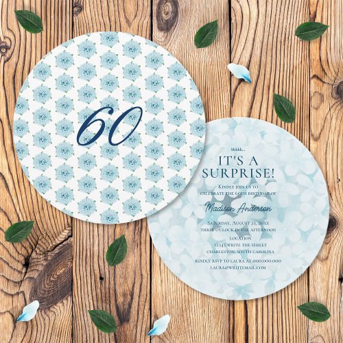 Blue Hydrangeas 60th Surprise Birthday Party Invitation