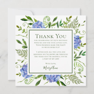 Blue Hydrangeas 65th Birthday Thank You Card