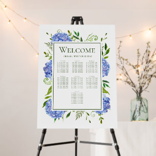 Blue Hydrangeas 7 Table Seating Chart Foam Board
