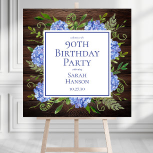 Blue Hydrangeas 90th Birthday Party Welcome Sign