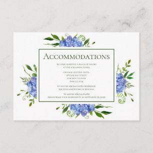 Blue Hydrangeas Accommodations Enclosure Card