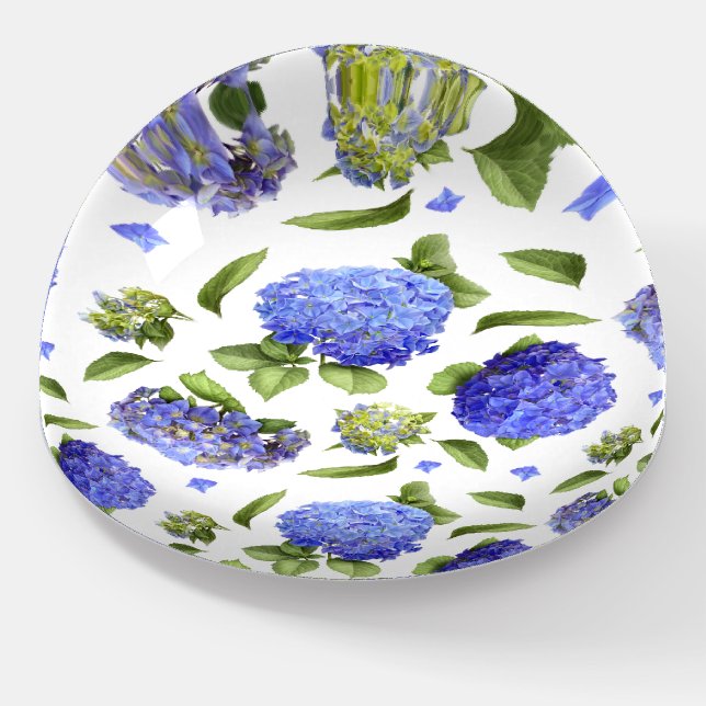 Blue Hydrangeas All Over Paperweight (Angled)