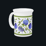Blue Hydrangeas All Over Pattern Beverage Pitcher<br><div class="desc">Blue Hydrangea flowers scattered in a beautiful all-over print painted from flowers grown in the artist's own garden. Make a coordinated set by ordering our matching hydrangea pattern drinking glasses or mugs. Your purchase of my designs on Zazzle products helps support my livelihood as an artist! Artellus Artworks™ features original...</div>