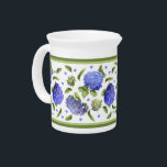 Blue Hydrangeas All Over Pattern Beverage Pitcher<br><div class="desc">Blue Hydrangea flowers scattered in a beautiful all-over print painted from flowers grown in the artist's own garden. Make a coordinated set by ordering our matching hydrangea pattern drinking glasses or mugs. Your purchase of my designs on Zazzle products helps support my livelihood as an artist! Artellus Artworks™ features original...</div>