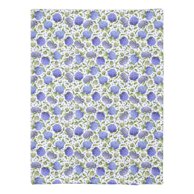 Blue Hydrangeas All Over Pattern Twin Duvet Cover (Back)