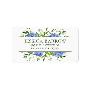 Blue Hydrangeas Baby Shower Return Address Label