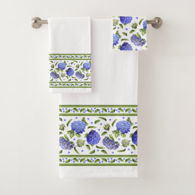 Blue Hydrangeas Bath Towel Set (Insitu)