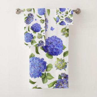 Blue Hydrangeas Bath Towel Set
