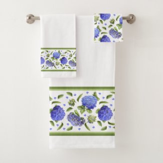Blue Hydrangeas Bath Towel Set