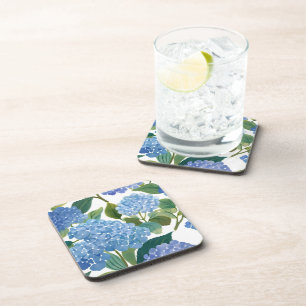 Blue Hydrangeas Beautiful Floral Bush Beverage Coaster