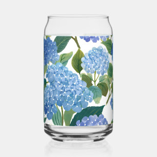 Blue Hydrangeas Beautiful Floral Bush Can Glass