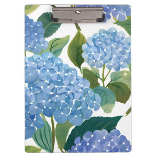Blue Hydrangeas Beautiful Floral Bush Clipboard
